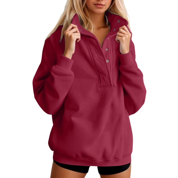 SGMVNU Womens Oversized Sweatshirt Casual Long Sleeve Lightweight Sweatshirts Button Loose Pullover Tops Fall Clothes(, XXL)