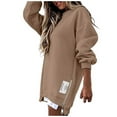thumbnail image 1 of SGMVNU Womens Oversized Sweatshirt Long Sleeve Zipper Slit Sweatshirt 2025 Casual Pullover Zipper Hoodies Fall Clothes(Brown,M), 1 of 6
