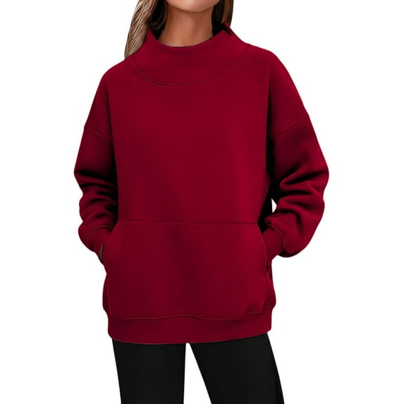 SGMVNU Womens Oversized Sweatshirts Turtleneck Pullover Long Sleeve Hoodies Tops Fall Fashion Outfits 2025 Clothes(Red,M)