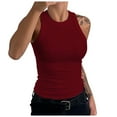 thumbnail image 1 of SGMVNU Womens Ribbed Tank Tops Crewneck Sleeveless Shirts Cotton Sleeveless Tops for Women Ladies Summer Casual Slim Fit Camisole Tops(1-Red 1,L), 1 of 6