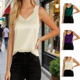 thumbnail image 1 of SGMVNU Womens Silk Satin Tank Tops V Neck Casual Cami Sleeveless Camisole Blouses Summer Basic Tank Shirt Size: S Beige, 1 of 4