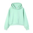 thumbnail image 1 of SGMVNU Womens Soft Cropped Hoodie Long Sleeve Hooded Sweatshirt Basic Workout Casual Pullover Top Streetwear Fall Clothes(Mint Green, M), 1 of 2