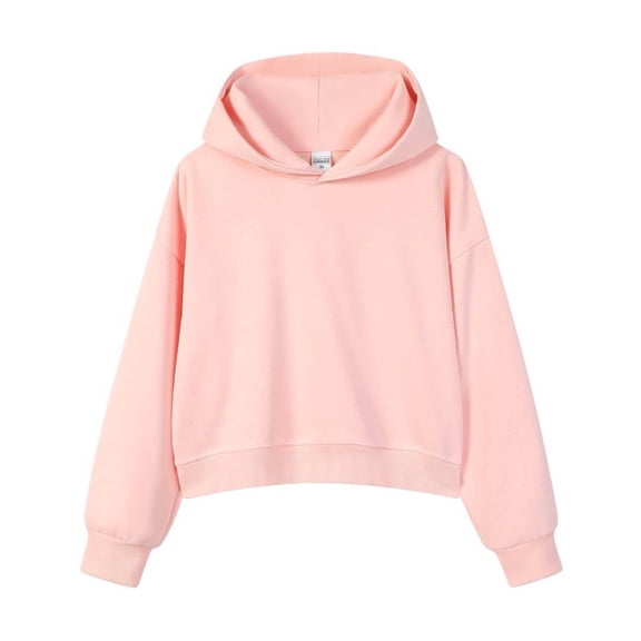 SGMVNU Womens Soft Cropped Hoodie Long Sleeve Hooded Sweatshirt Basic Workout Casual Pullover Top Streetwear Fall Clothes(Pink, M)