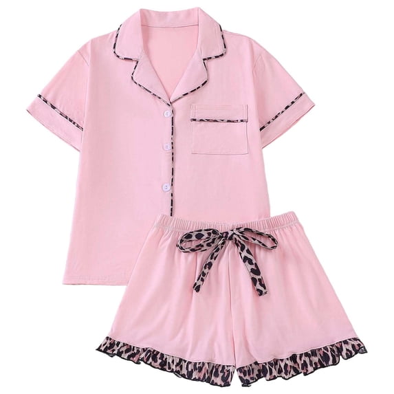 SGMVNU Womens Soft Pajamas Set 2 Piece Bowknot PJ's Spring Summer Matching Lounge Sleepwear Button Down Striped Shirt Pants, Red, M