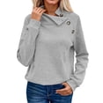 thumbnail image 1 of SGMVNU Womens Sweatshirt Casual Textured Knit Long Sleeve Irregular Button V Neck Loose Pullover 2025 Fashion Fall Outfits Tops(Grey#1, XL), 1 of 5
