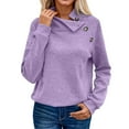 thumbnail image 1 of SGMVNU Womens Sweatshirt Casual Textured Knit Long Sleeve Irregular Button V Neck Loose Pullover 2025 Fashion Fall Outfits Tops(Purple, 5XL), 1 of 5