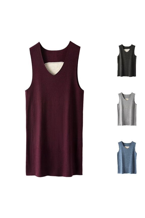 Womens Thermal Tank Top with Double Lined Silk Patch Heated Base Layer for Winter Warmth and Comfort Size: XXXL Red