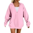 thumbnail image 1 of SGMVNU Zip up Hoodies for Women Oversized Sweatshirts Fall Fashion Outfits 2025 Streetwear Girls Clothes with Pockets(Pink, 5XL), 1 of 9
