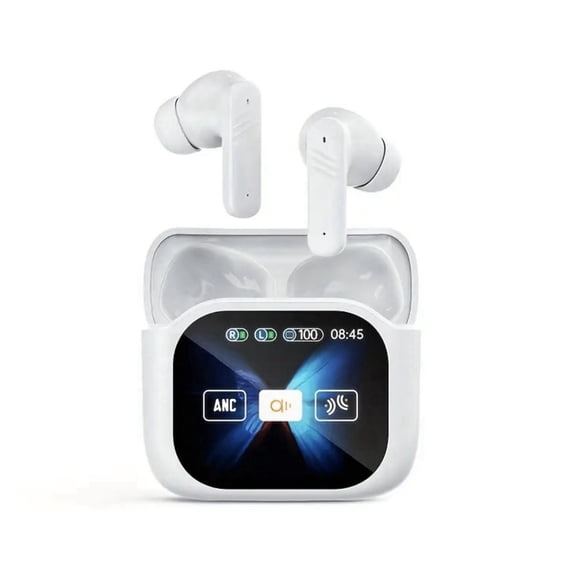 SGNICS Smart AI Translation Headphones for i-Phone 15 Pro Max - Bluetooth 5.4, 144 Languages Real Time Translator Earbuds, ANC ENC, Touch Screen IPX5 Waterproof - White