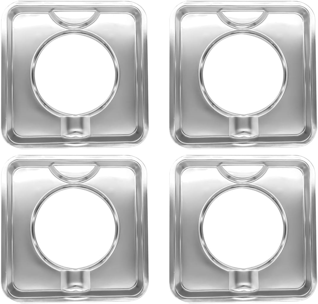 SGP-400 4 Pack Replacement Ultimate Chrome Drip Pan Square 7.75" x 7.75" Gas Ran Drip Pan Replaces 786333 PS11744751 WP786333 AP6011553 Professional Grade Heavy-Duty Heat Reflection