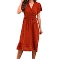 SGQSRQJ Belted Dress For Women Women Elegant Short Sleeve V Neck Dot