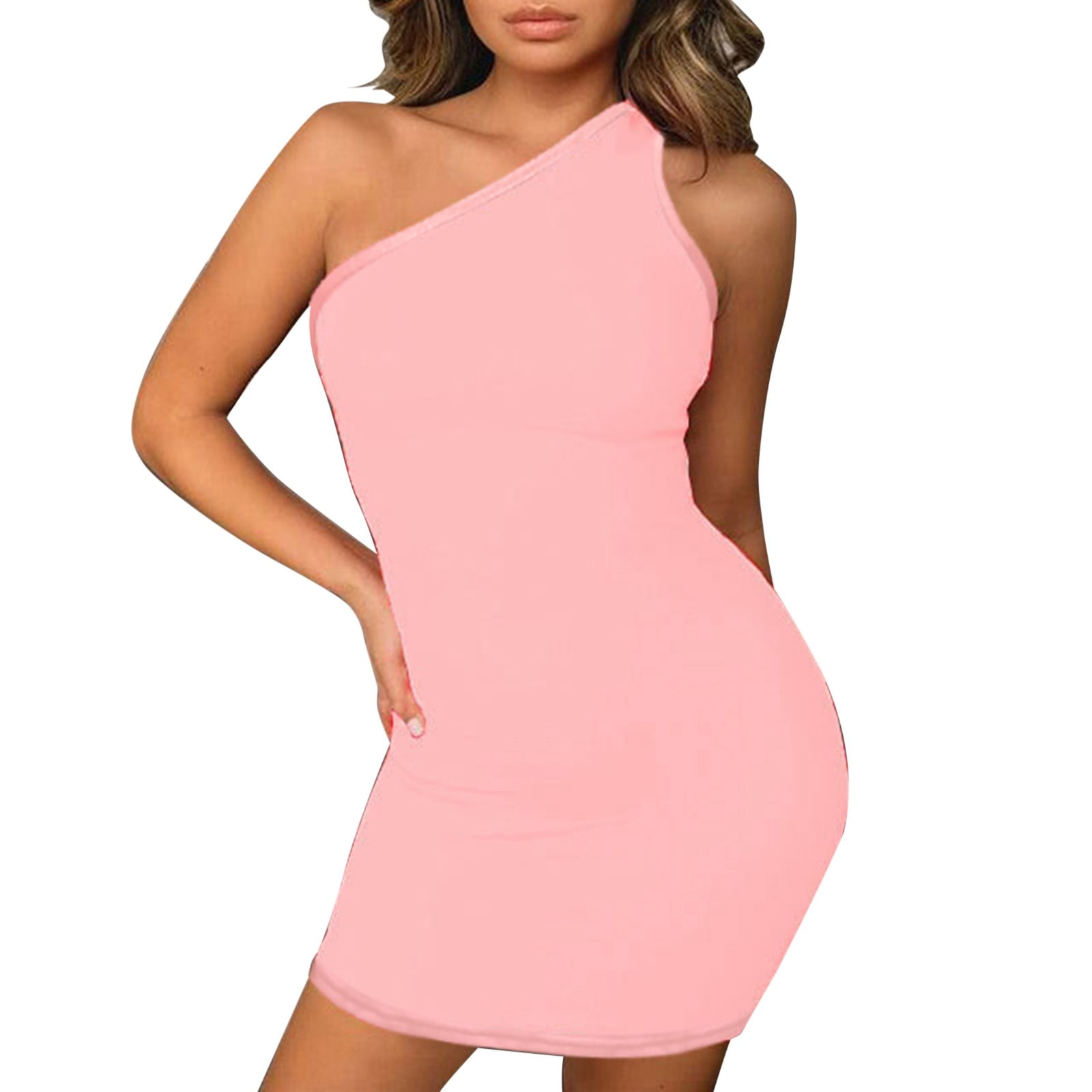 SGQSRQJ Multi-Color Dress Women'S Summer Sexy One Shoulder Sleeveless ...