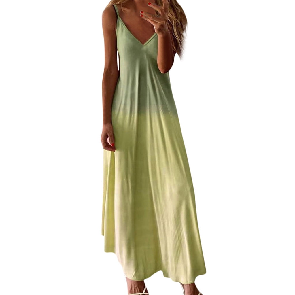 SGQSRQJ Summer Dressed Long Dress Camisole Casual V Neck Women'S Tank