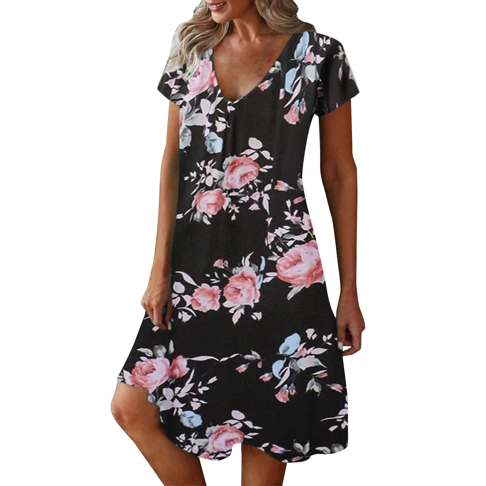 SGQSRQJ Summer Dresses for Women Casual And Fashionable V Neck Loose