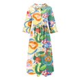 SGQSRQJ Summer Wedding Guest Dress Casual Art Floral Print Button Midi