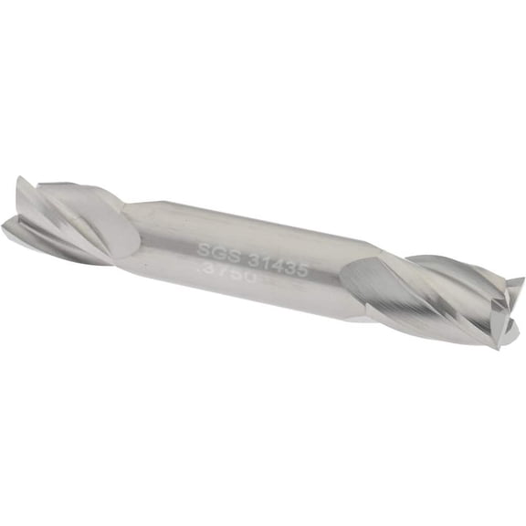SGS 31435 Square End Mill: 3/8" Dia, 9/16" LOC, 3/8" Shank, 2-1/2" OAL