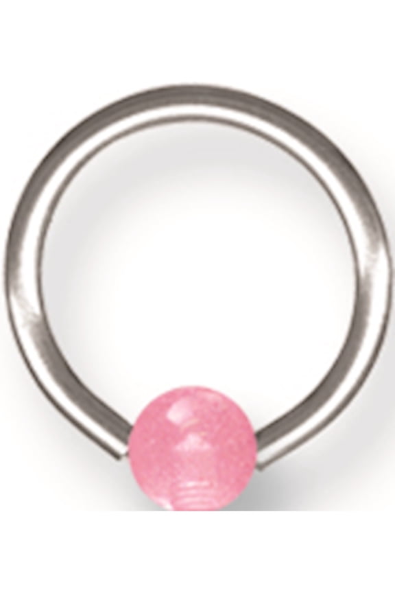 SGSS Captive w Glow in Dark Acrylic Ball 16G (1.3mm) 3/8 (10mm) Dia w 4 Stainless Steel