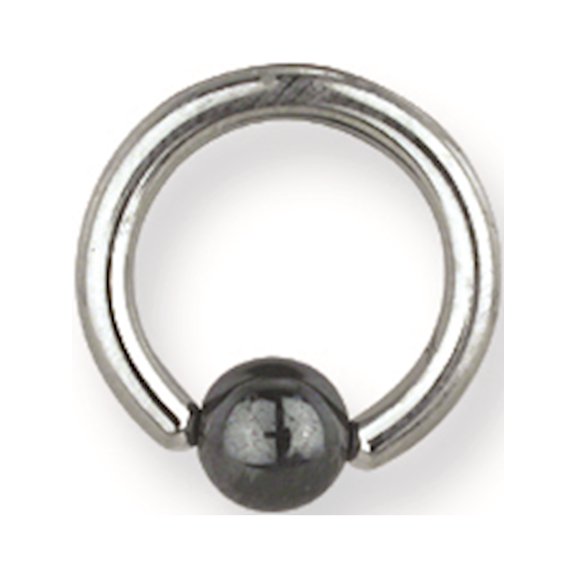 SGSS Captive w Hematite Ball 12G (2mm) 5/8 (15mm) Dia w 4mm Gap & 5mm H Stainless Steel