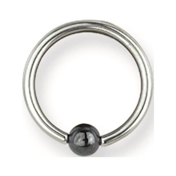 SGSS Captive w Hematite Ball 14G (1.6mm) 3/8 (10mm) Dia w 4mm Gap & 5mm Stainless Steel