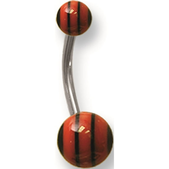 SGSS Curv BB w Acrylic Racer Stripe Balls 14G (1.6mm) 7/16 (12mm) Long Stainless Steel