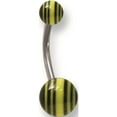 thumbnail image 1 of SGSS Curv BB w Acrylic Racer Stripe Balls 14G (1.6mm) 7/16 (12mm) Long Stainless Steel, 1 of 2