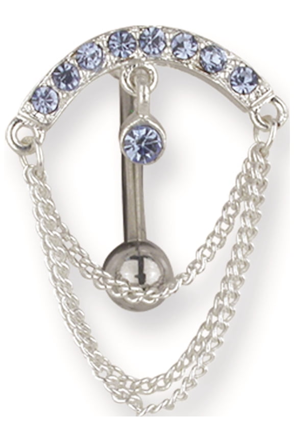 SGSS Curv BB w Chain Drop Dangles 14G (1.6mm) 11mm Curv top dangle BB w 5mm Stainless Steel