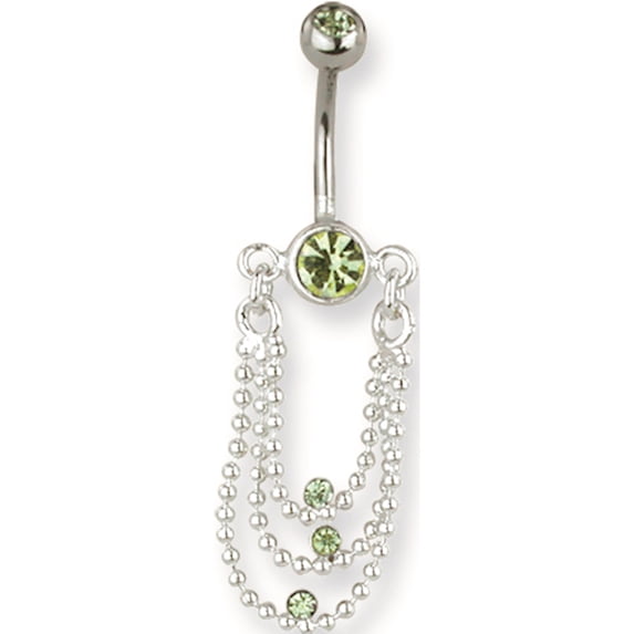 SGSS Curv BB w Chain Drop Dangles 14G (1.6mm) 13/32 (11mm) w Triple Bal Stainless Steel