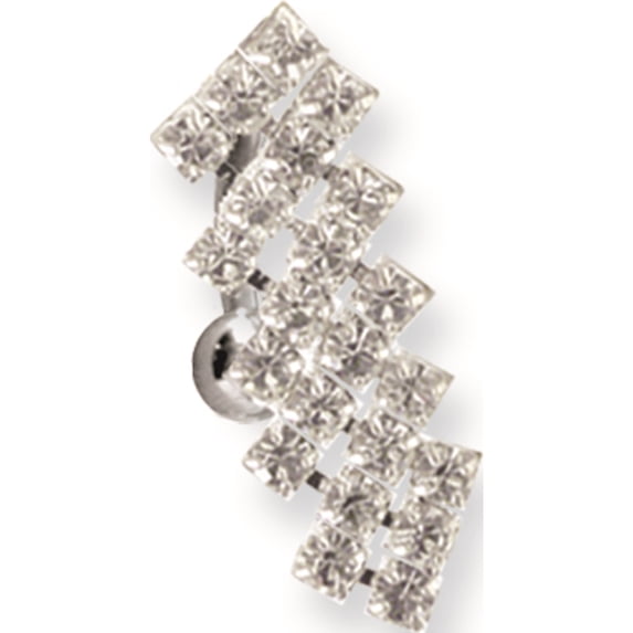 SGSS Curv BB w Fancy Gem Top Dangle 14G (1.6mm) 13/32 (11mm) Long Curv Stainless Steel