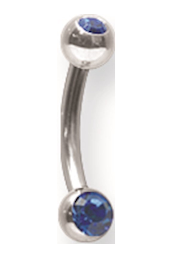 SGSS Curv BB w Press Fit Gem Balls 14G (1.6mm) 5/16 (8mm) Long 4mmx4mm Stainless Steel