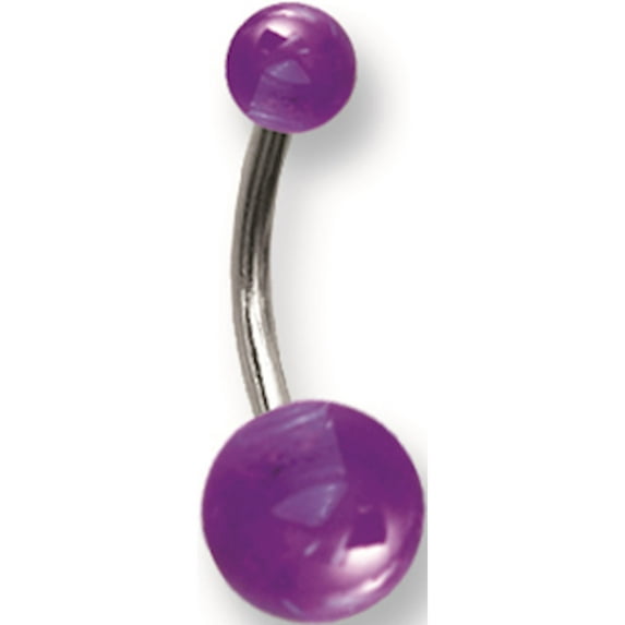 SGSS Curv BB w UV Sensitive Acrylic Balls 14G (1.6mm) 7/16 (12mm) Long Stainless Steel