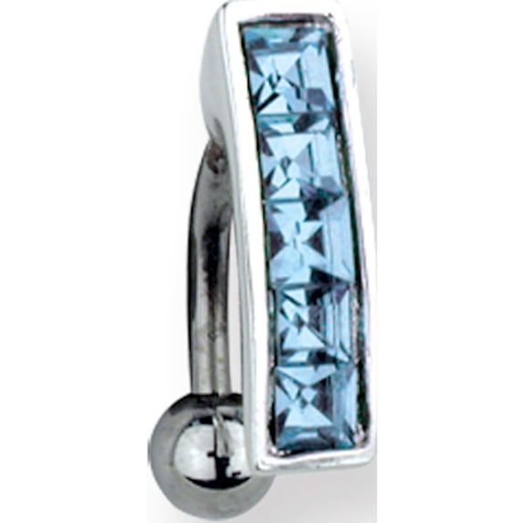 SGSS Curv BB w Upside Down Gem Charm 14G (1.6mm) 13/32 (11mm) Long Stainless Steel