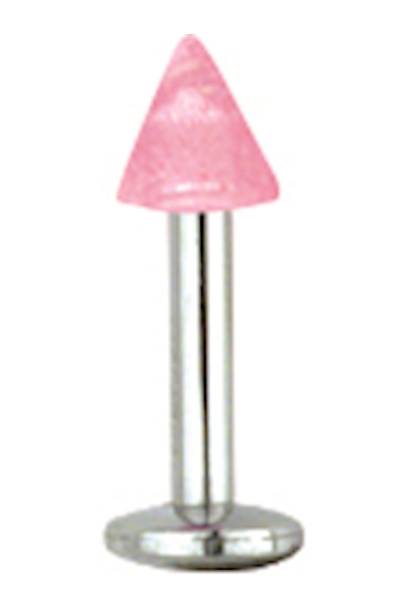 SGSS Labret w Acrylic Thrd Glow Cone End 14G (1.6mm) 5/16 (8mm) Long w Stainless Steel