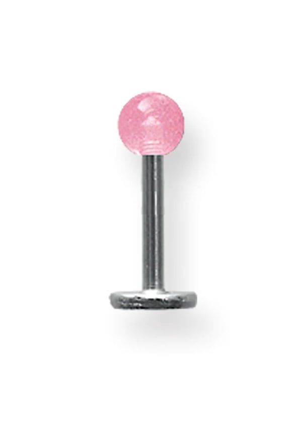 SGSS Labret w Thrd Glow Ball End 14G (1.6mm) 5/16 (8mm) Long w 4mm Ball BDLAGL14-30-4-GP