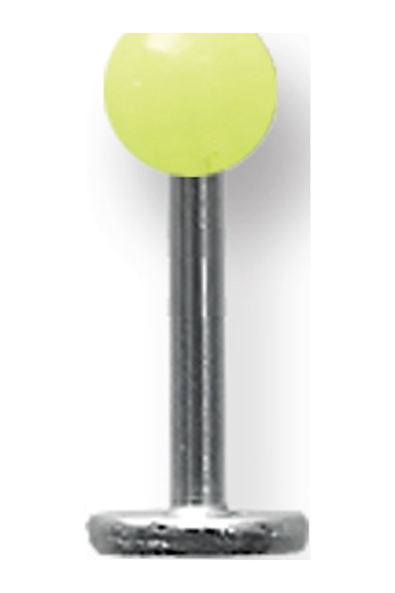 SGSS Labret w Thrd Glow Ball End 14G (1.6mm) 5/16 (8mm) Long w 4mm Ball Stainless Steel