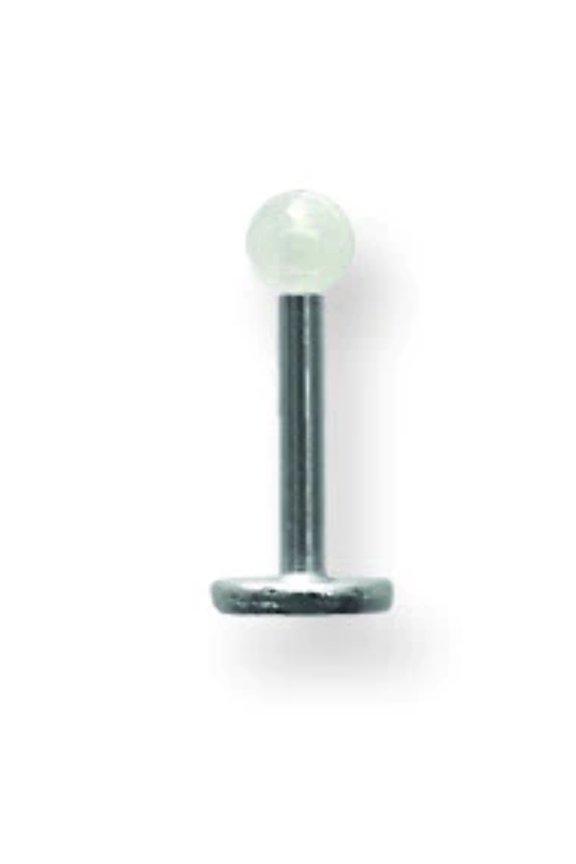 SGSS Labret w Thrd Glow Ball End 16G (1.3mm) 5/16 (8mm) Long w 3mm Glow BDLAGL16-30-3-GW