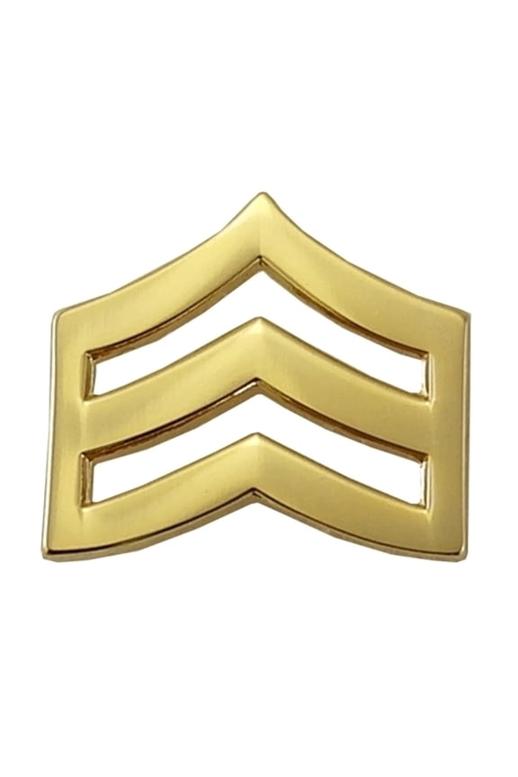 Hero’s Pride Mini SGT Chevron Pin – Gold Finish, Pair, 3/4", Clutch Backs