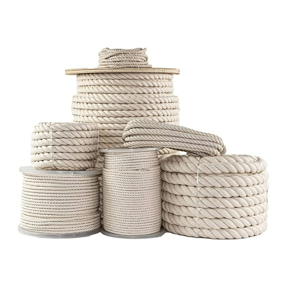 SGT KNOTS Twisted 100% Cotton Rope for DIY Projects, Crafts, Macrame Cord, Commercial, Agricultural - High Strength, Natural (5/16in x 10ft, Natural)