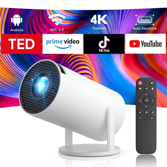 SGV Mini Projector - Home Theater Portable 5G Wifi 4K 1080P Support,Smart for Movies Compatible with Phone,with WiFi and Bluetooth, - White