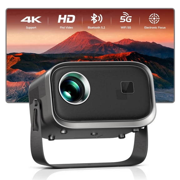 SGV Mini Projector, Wi-Fi 6 & Bluetooth 5.2, Built-in 5W Speaker, 180 Rotatable Head, Grey