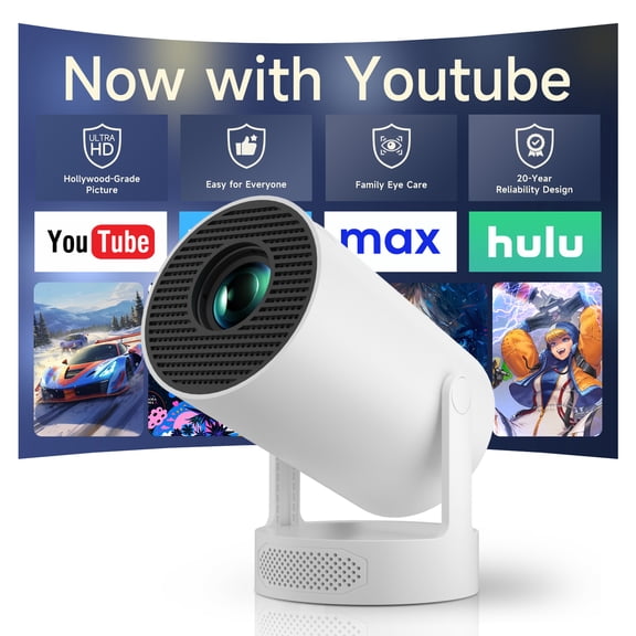 SGV Mini Projector with WiFi 6 and Bluetooth, Portable Movie Projector, 4K Support