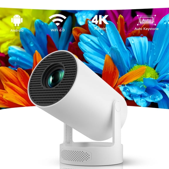 SGV Mini Projector with WiFi 6 and Bluetooth, Portable Movie Projector, 4K Support