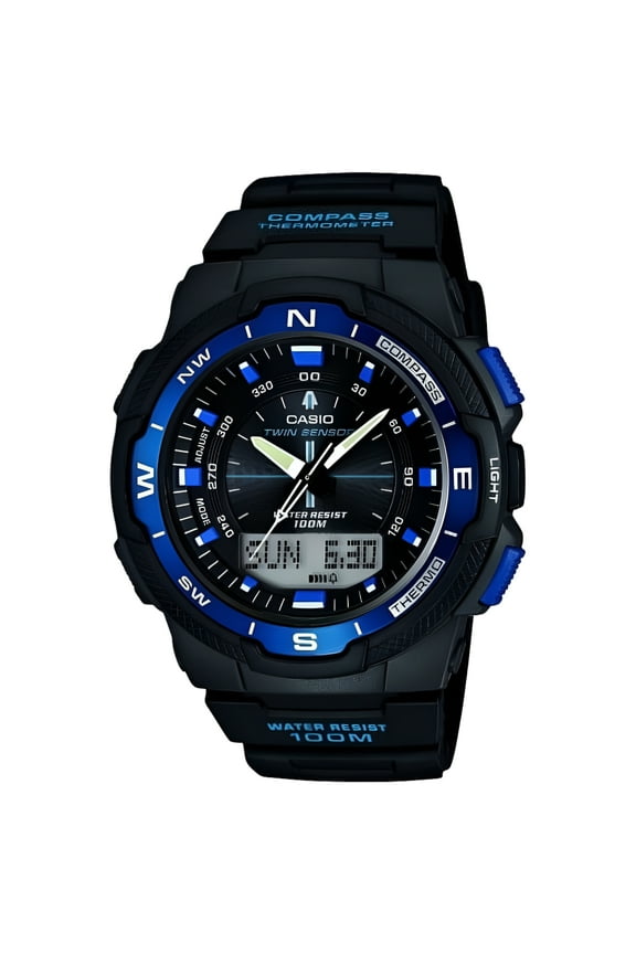SGW500H-2BV Black Resin Analog Digital Twin Sensor Multi-Function Watch