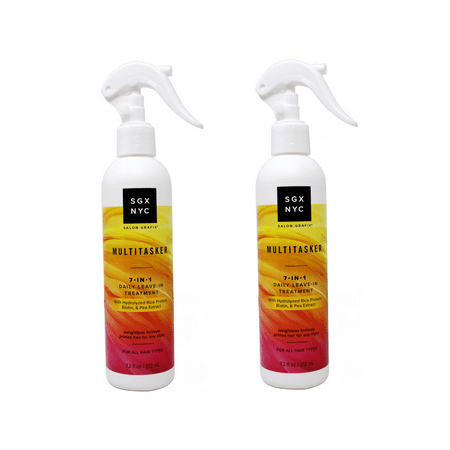 SGX NYC The Multitasker 7-in-1 Daily Leave-In Treatment - Heat Protection, with Hydrolyzed Rice Protein, Biotin & Pea Extract, 7.2 FL OZ (212 ml) - 2 Pack