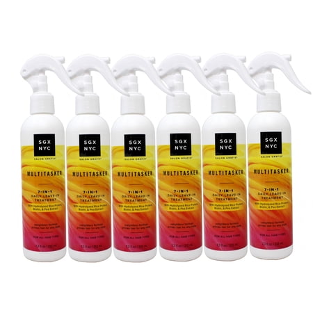 SGX NYC The Multitasker 7-in-1 Daily Leave-In Treatment - Heat Protection, with Hydrolyzed Rice Protein, Biotin & Pea Extract, 7.2 FL OZ (212 ml) - 6 Pack