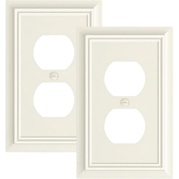 SH 2-Pack Duplex Outlet Cover Plate, Decorative Light Almond Switch Plates and Outlet Covers, Natural Bamboo Fiber Wall Plates for Electrical Outlets, 1 Gang Receptacle Cover, Corrosion Resistant