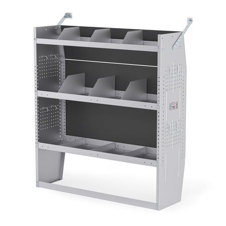 SH-4604 Steel Low/ Mid/ High Roof Van Shelving Storage System Fits Transit, GM, NV, Promaster, Sprinter and Metris, Contoured Shelving Unit, 42" W x 46" H x 13" D
