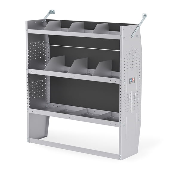 SH-4604 Steel Low/ Mid/ High Roof Van Shelving Storage System Fits Transit, GM, NV, Promaster, Sprinter and Metris, Contoured Shelving Unit, 42" W x 46" H x 13" D