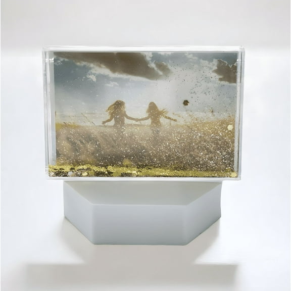 SH.DREAM 4* 6 inch glitter water photo frame for Souvenirs Gold glitter