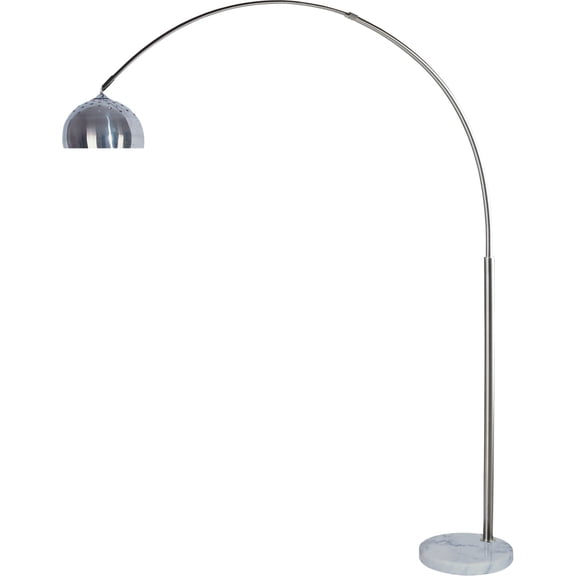 sh lighting brush steel arching floor lamp - features adjustable next to extend light & white marble base - 81" tall great for living rooms or offices - silver