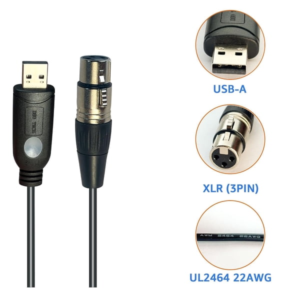 SH-RS09B USB to DMX Cable Support Freestyler, QLC+, Dmxcontrol, Lightkey, Lightjams, Soundswitch and Pi Open Lighting (1.8M/5.9FT)